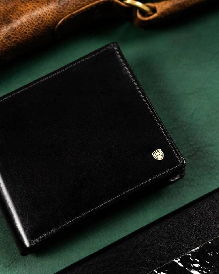 Portfel, czarny, skórzany, RFID, Rovicky