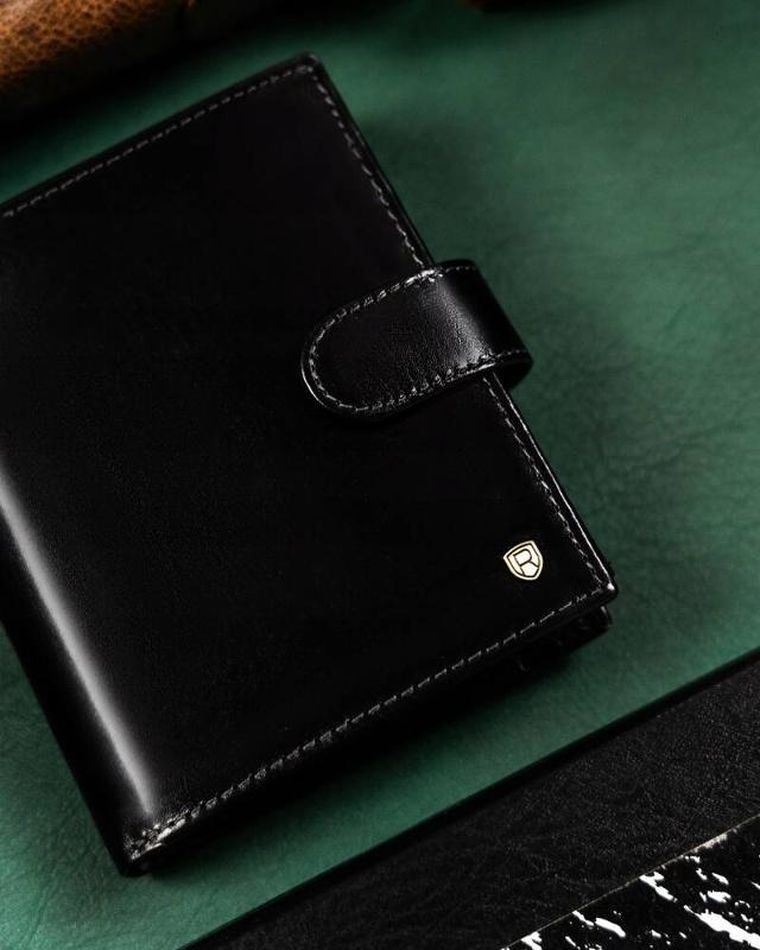 Portfel, czarny, skórzany, RFID, Rovicky