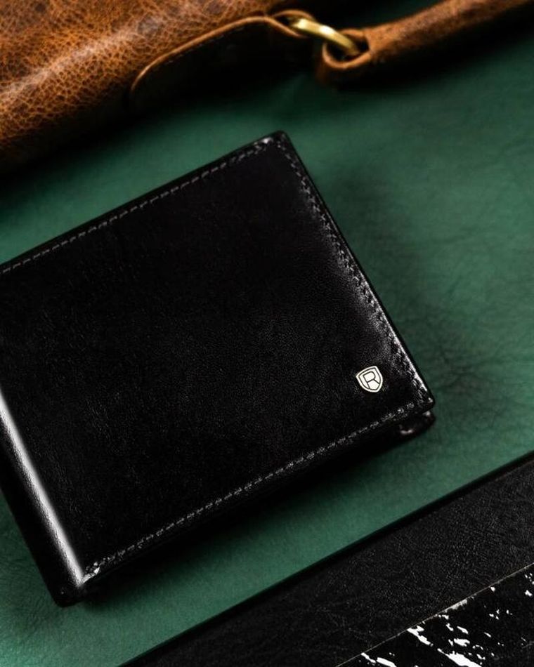 Portfel, czarny, skórzany, RFID, Rovicky