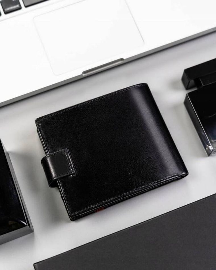 Portfel, czarny, skórzany, RFID, Rovicky