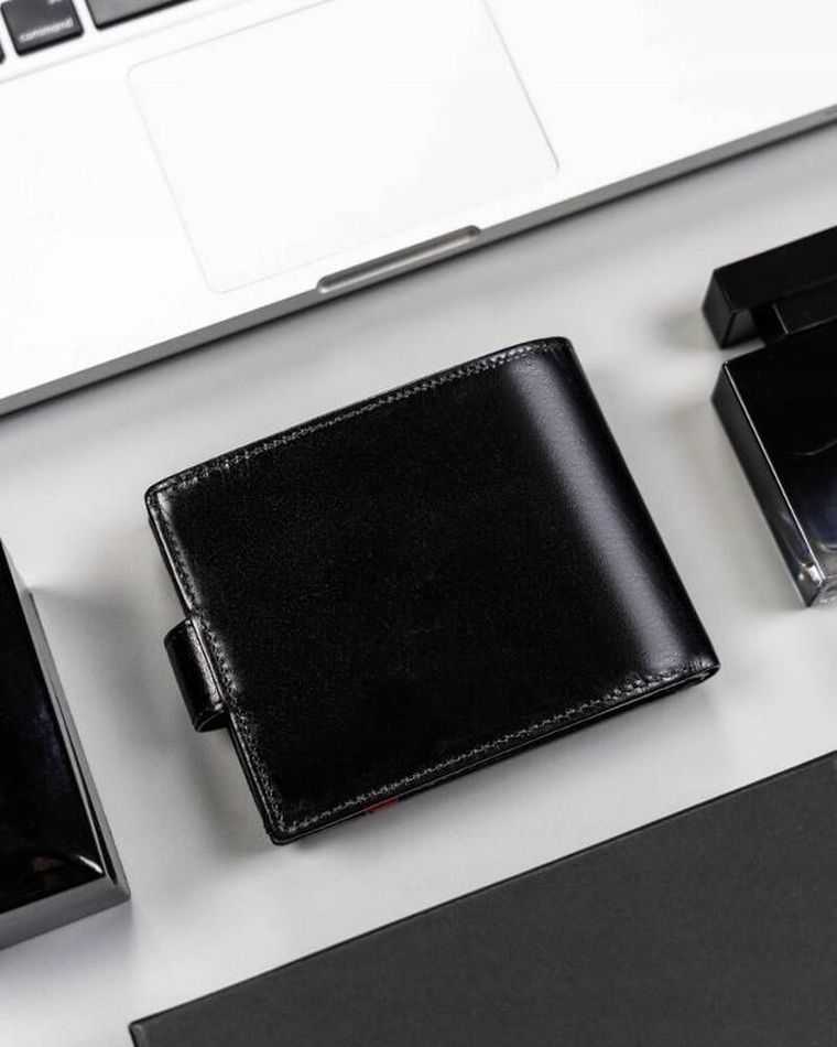 Portfel, czarny, skórzany, RFID, Rovicky