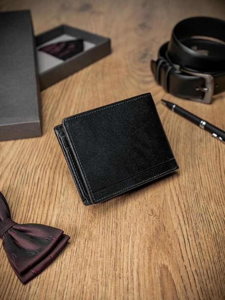 Portfel, czarny, skórzany, RFID, Rovicky