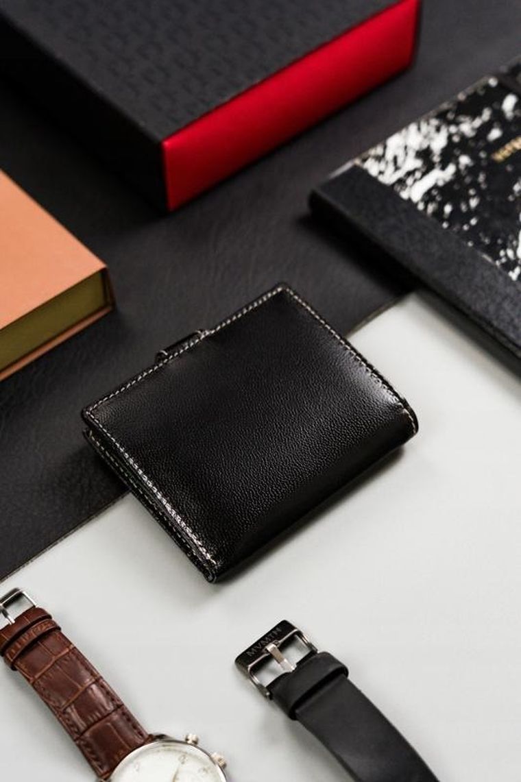 Portfel, czarny, skórzany, RFID, Rovicky