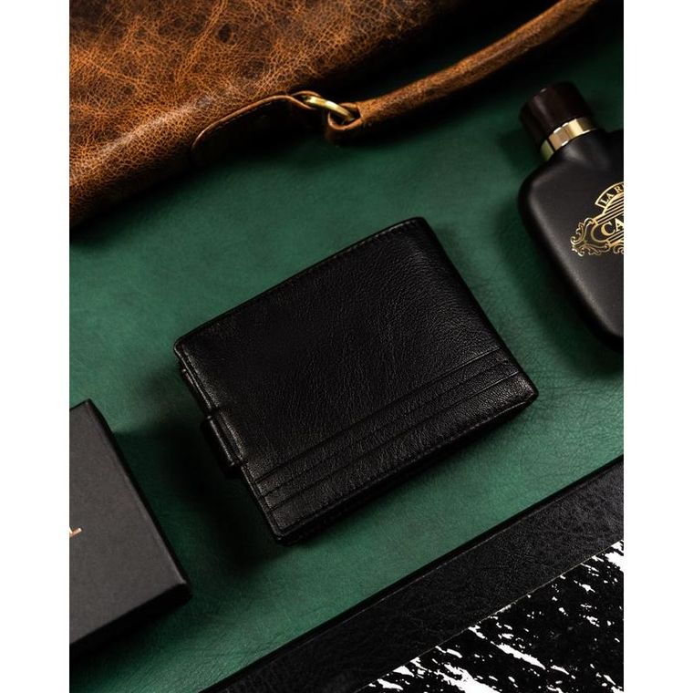 Portfel, czarny, skórzany, RFID, Rovicky