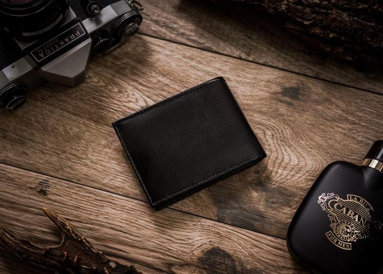 Portfel, czarny, skórzany, Rovicky