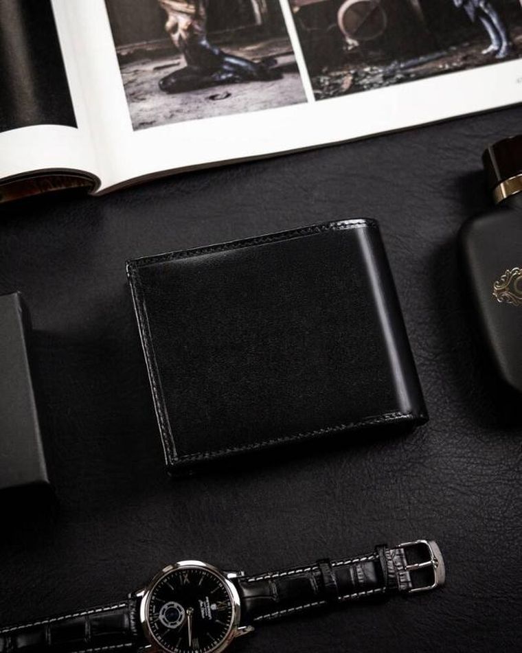 Portfel, czarny, skórzany, Rovicky