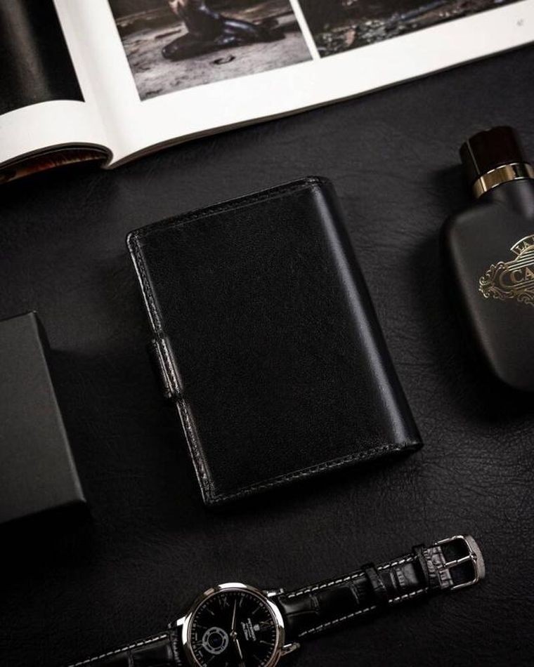 Portfel, czarny, skórzany, Rovicky