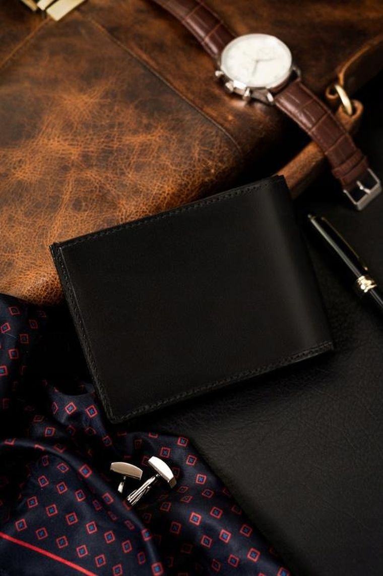 Portfel, czarny, skórzany, Rovicky