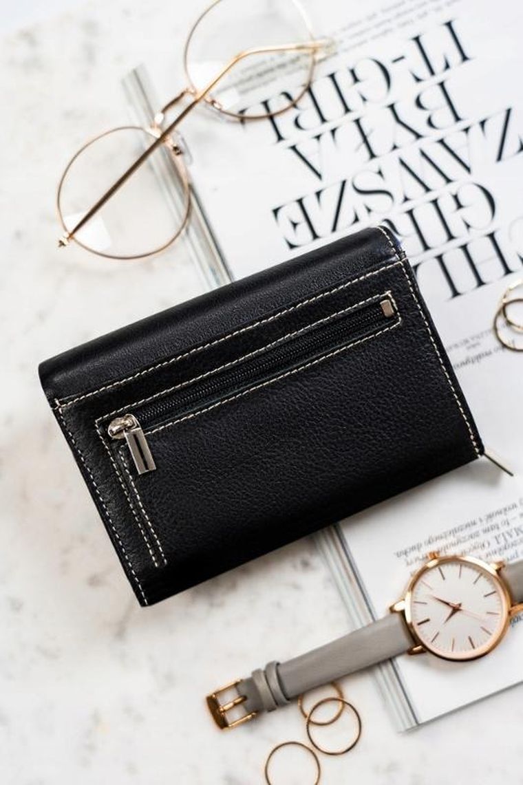 Portfel, czarny, skórzany, Rovicky