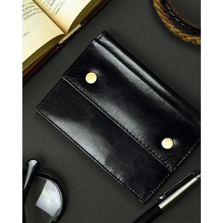 Portfel, czarny, skórzany, Rovicky