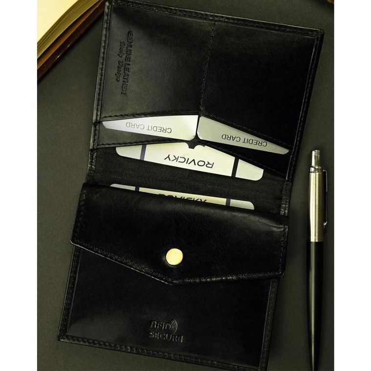 Portfel, czarny, skórzany, Rovicky