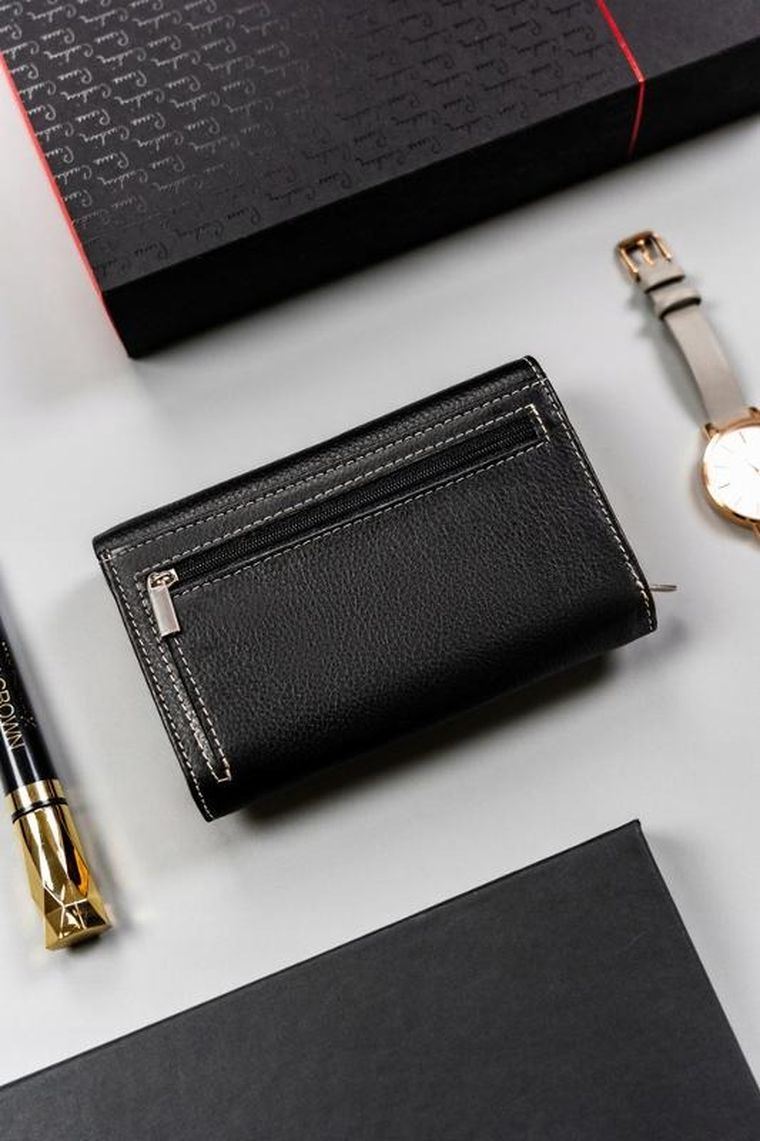 Portfel, czarny, skórzany, Rovicky