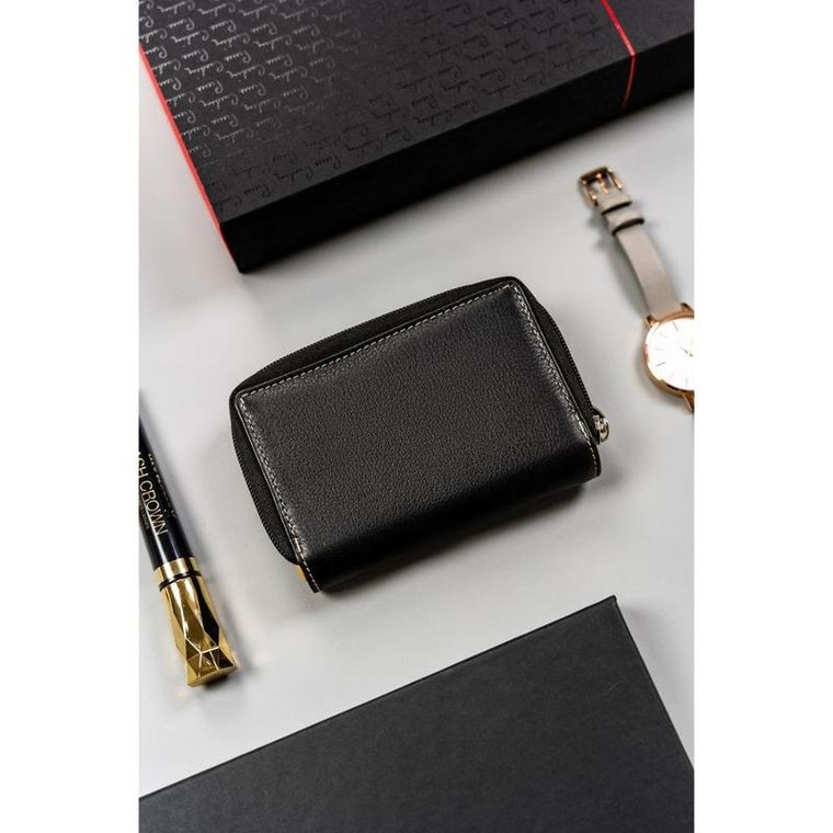 Portfel, czarny, skórzany, Rovicky