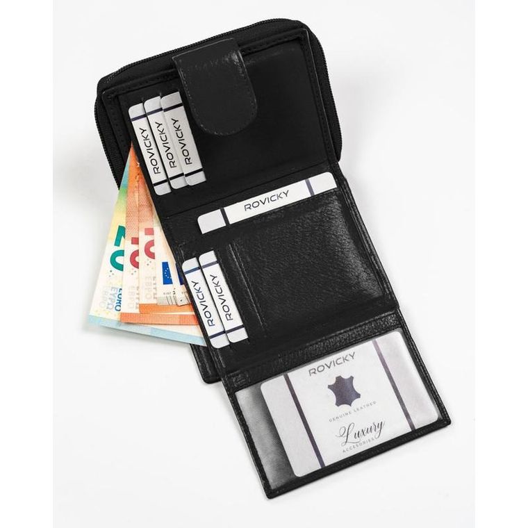 Portfel, czarny, skórzany, Rovicky