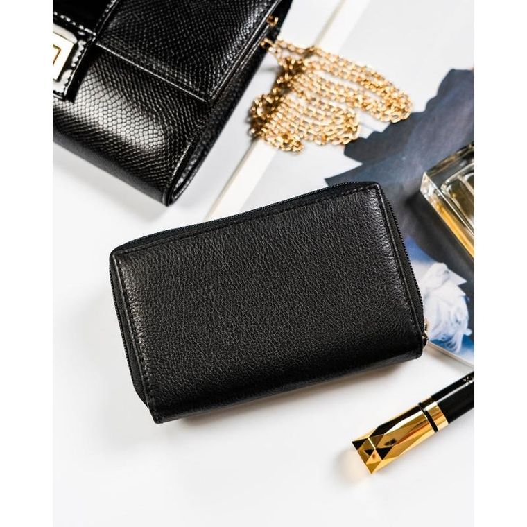 Portfel, czarny, skórzany, Rovicky