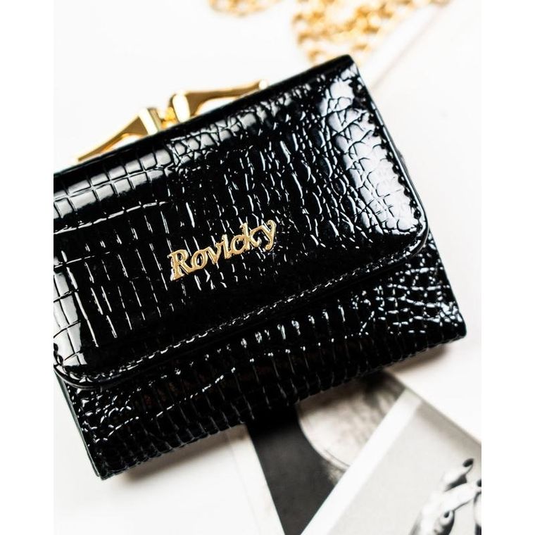 Portfel, czarny, skórzany, Rovicky