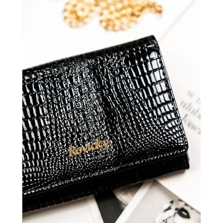 Portfel, czarny, skórzany, Rovicky