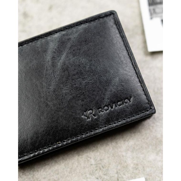 Portfel, czarny, skórzany, Rovicky