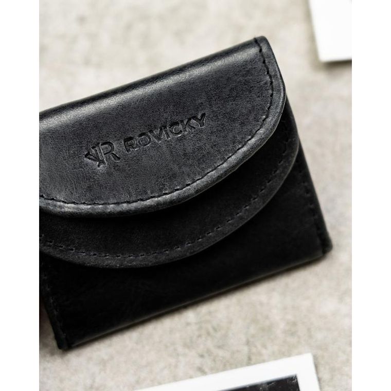 Portfel, czarny, skórzany, Rovicky