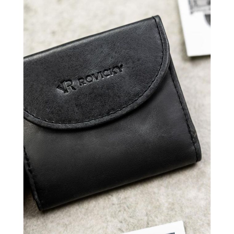 Portfel, czarny, skórzany, Rovicky
