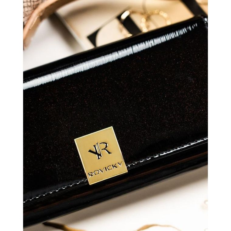 Portfel, czarny, skórzany, Rovicky