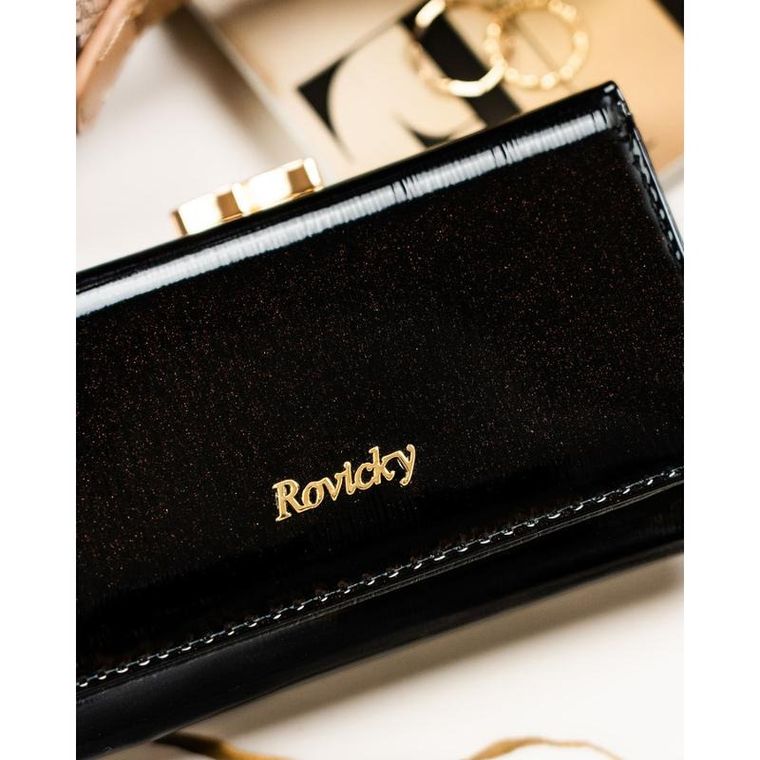 Portfel, czarny, skórzany, Rovicky