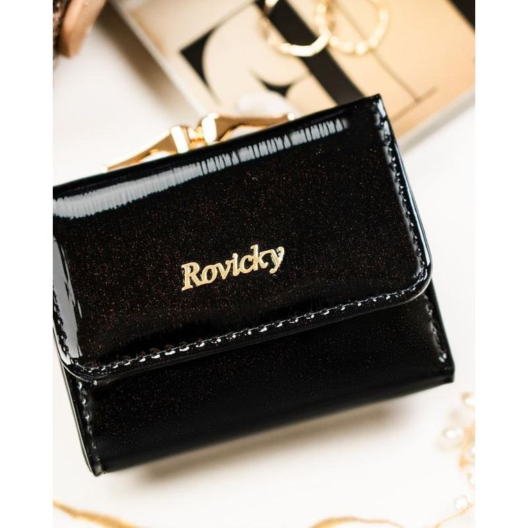 Portfel, czarny, skórzany, Rovicky
