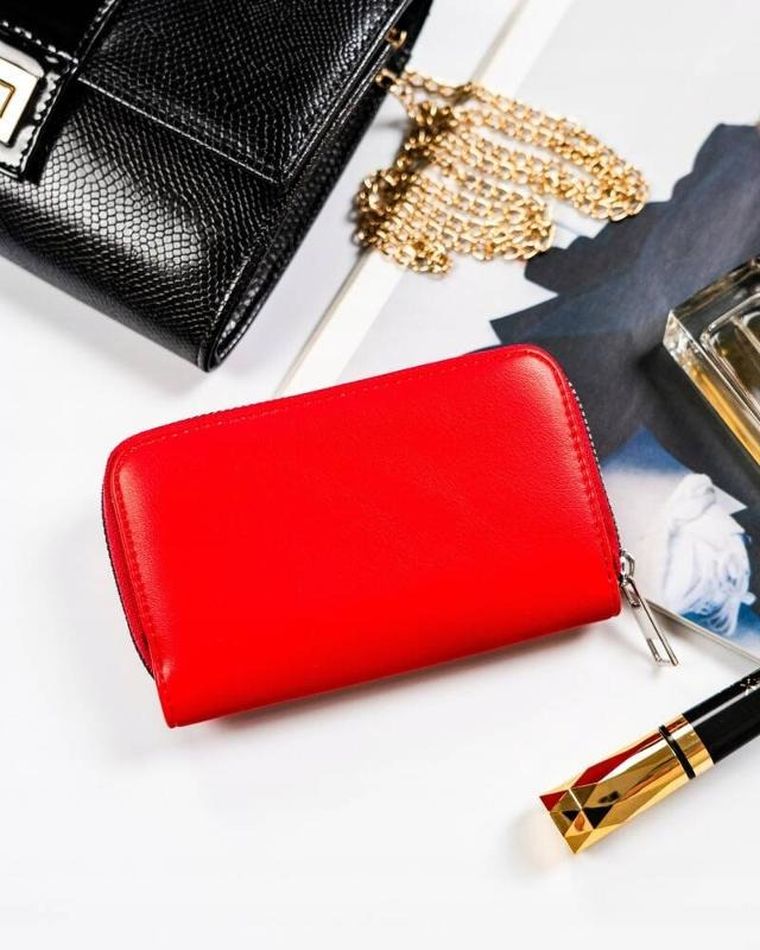 Portfel, czerwony, skóra eklogiczna, Cavaldi