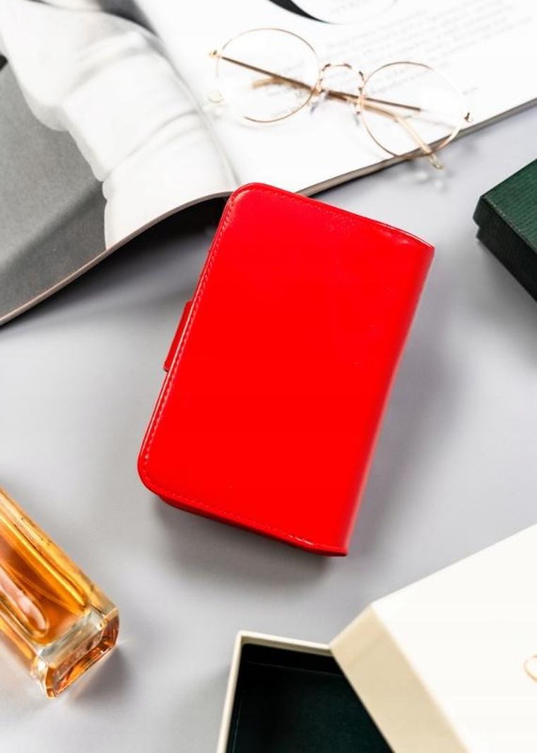 Portfel, czerwony, skóra eklogiczna, Cavaldi