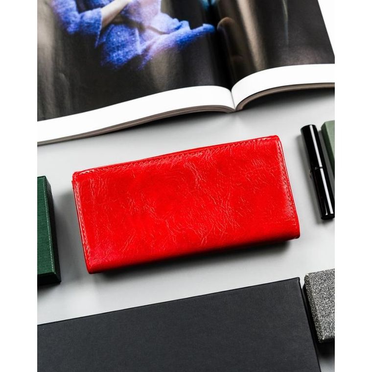 Portfel, czerwony, skóra ekologiczna, 4U Cavaldi