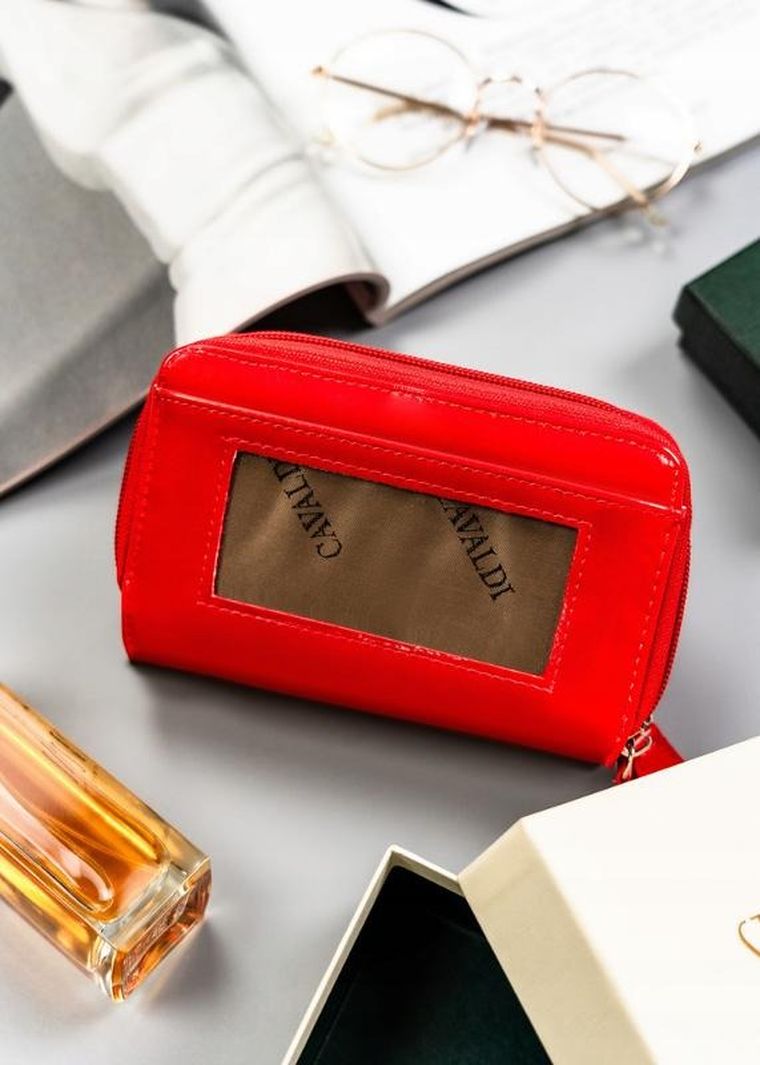 Portfel, czerwony, skóra ekologiczna, Cavaldi