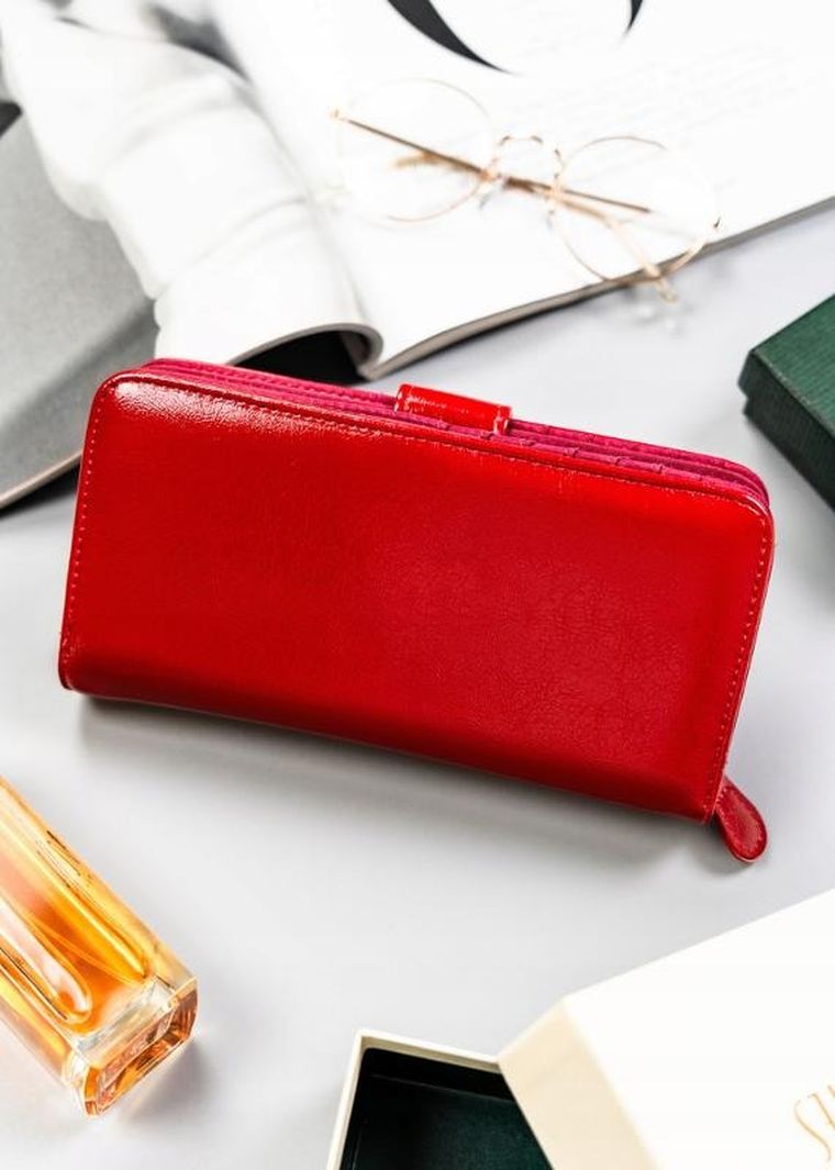 Portfel, czerwony, skóra ekologiczna, Cavaldi