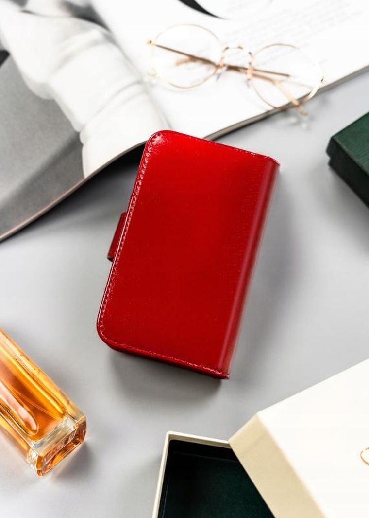 Portfel, czerwony, skóra ekologiczna, Cavaldi