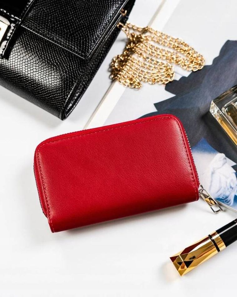 Portfel, czerwony, skóra ekologiczna, Cavaldi