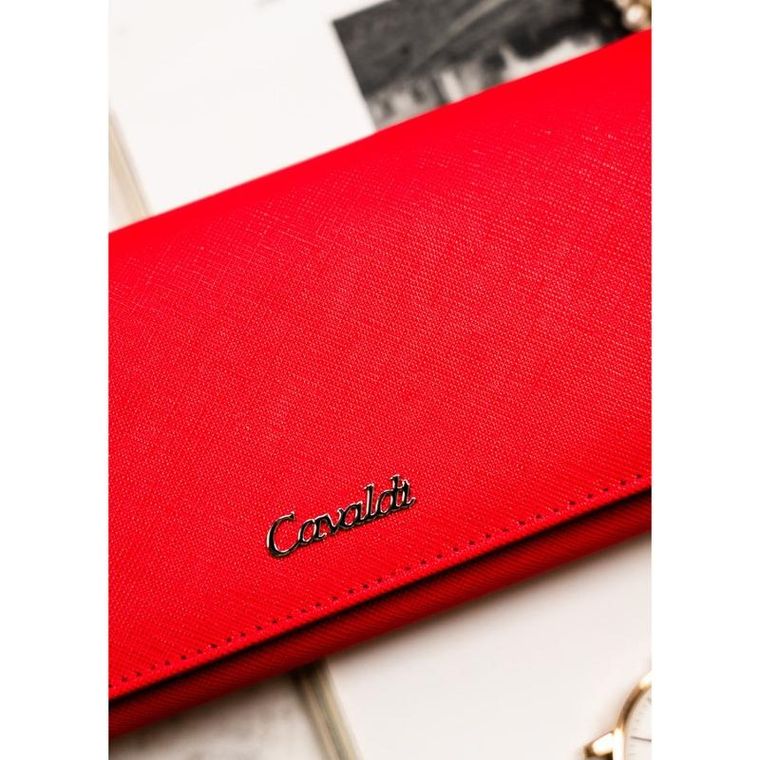 Portfel, czerwony, skóra ekologiczna, Cavaldi
