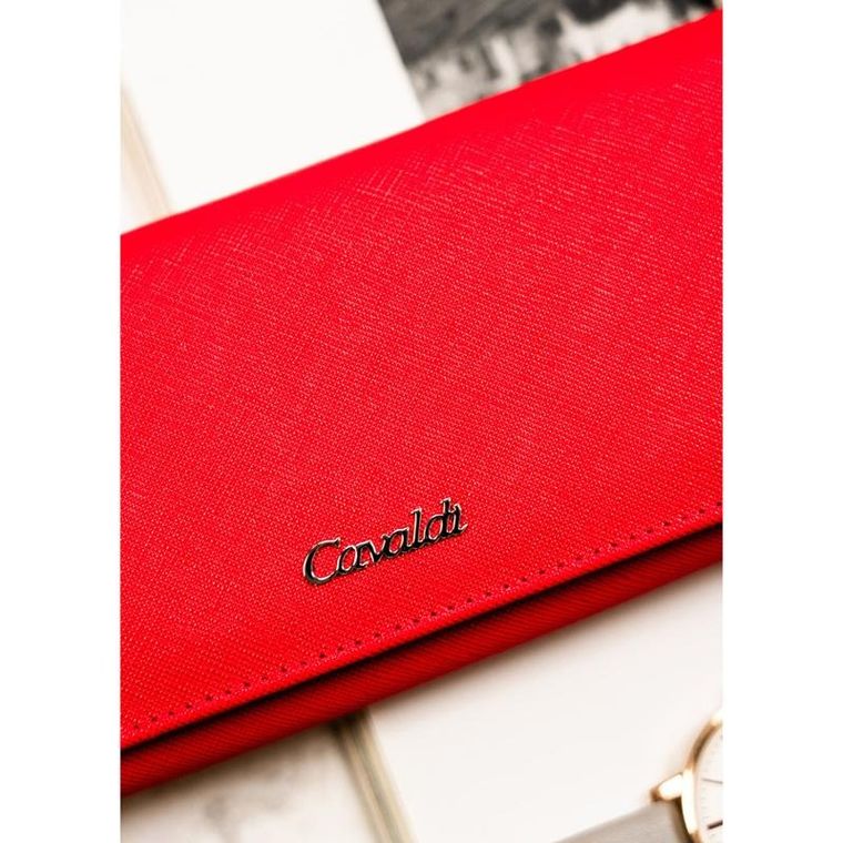 Portfel, czerwony, skóra ekologiczna, Cavaldi