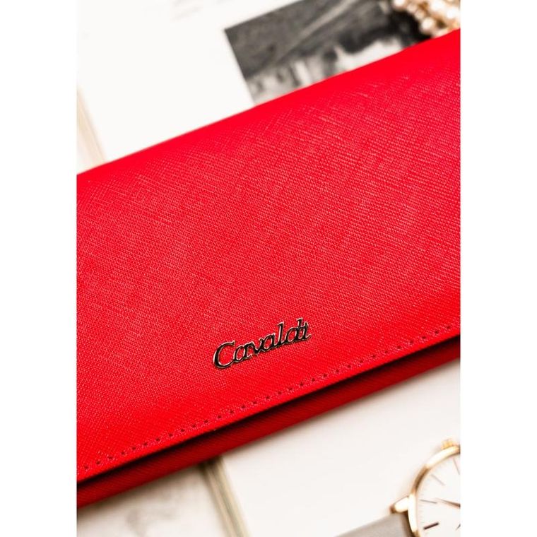 Portfel, czerwony, skóra ekologiczna, Cavaldi