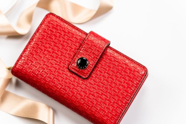 Portfel, czerwony, skóra ekologiczna, Peterson