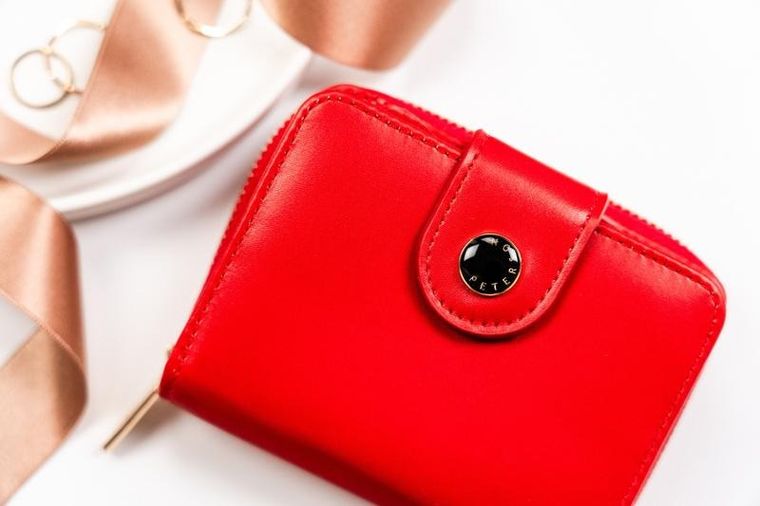 Portfel, czerwony, skóra ekologiczna, Peterson