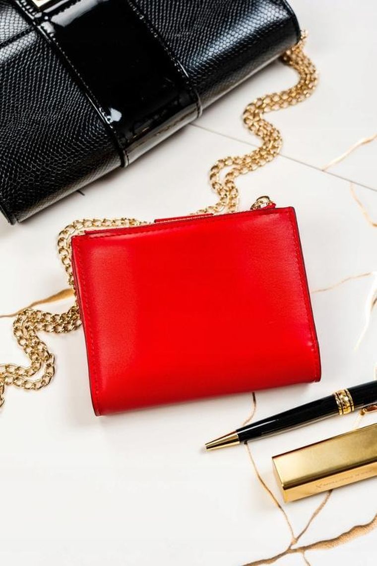 Portfel, czerwony, skóra ekologiczna, Peterson