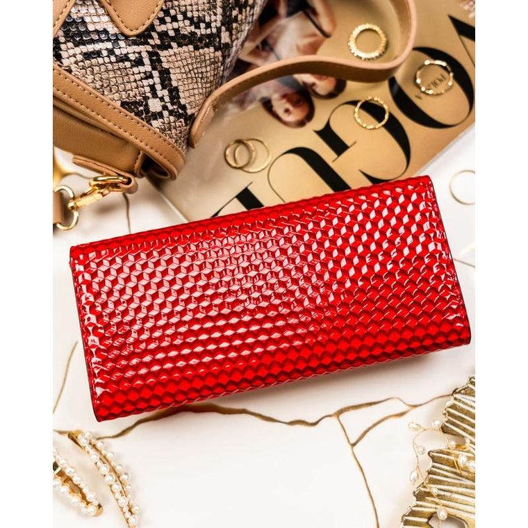 Portfel, czerwony, skóra ekologiczna, Peterson