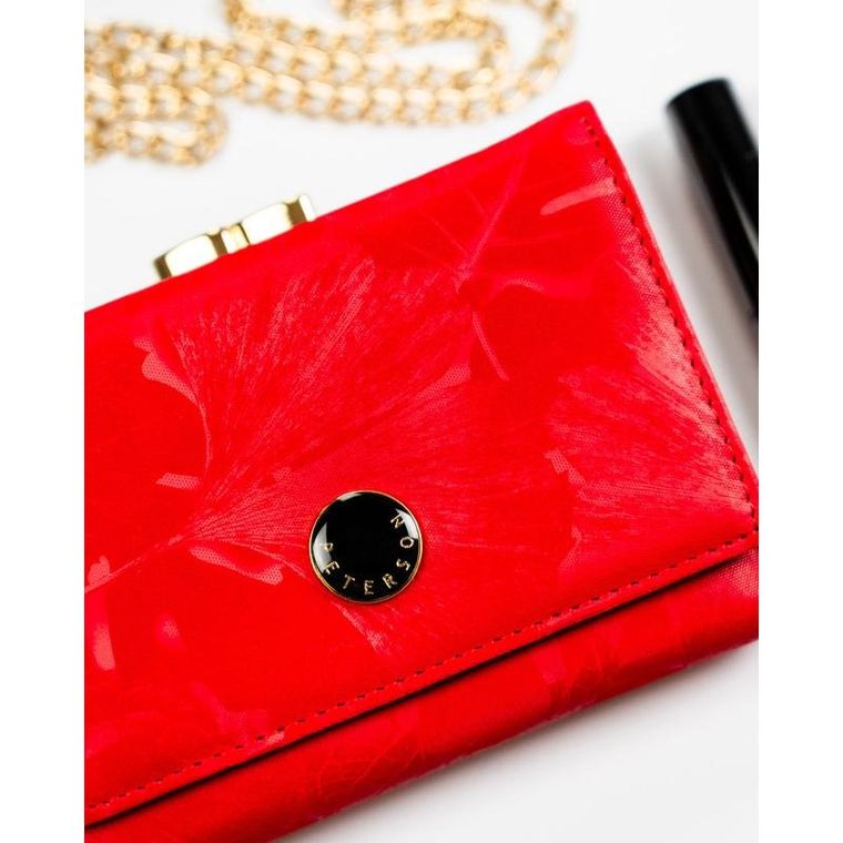Portfel, czerwony, skóra ekologiczna, Peterson
