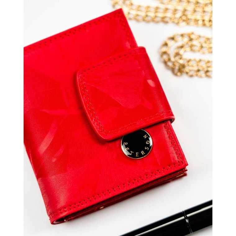 Portfel, czerwony, skóra ekologiczna, Peterson