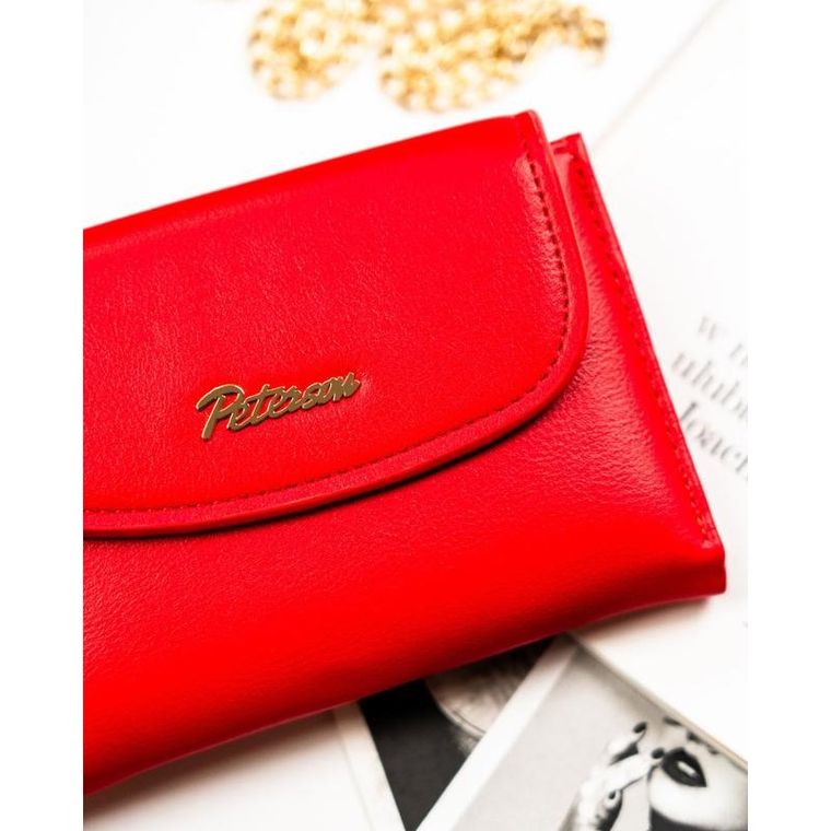 Portfel, czerwony, skóra ekologiczna, Peterson
