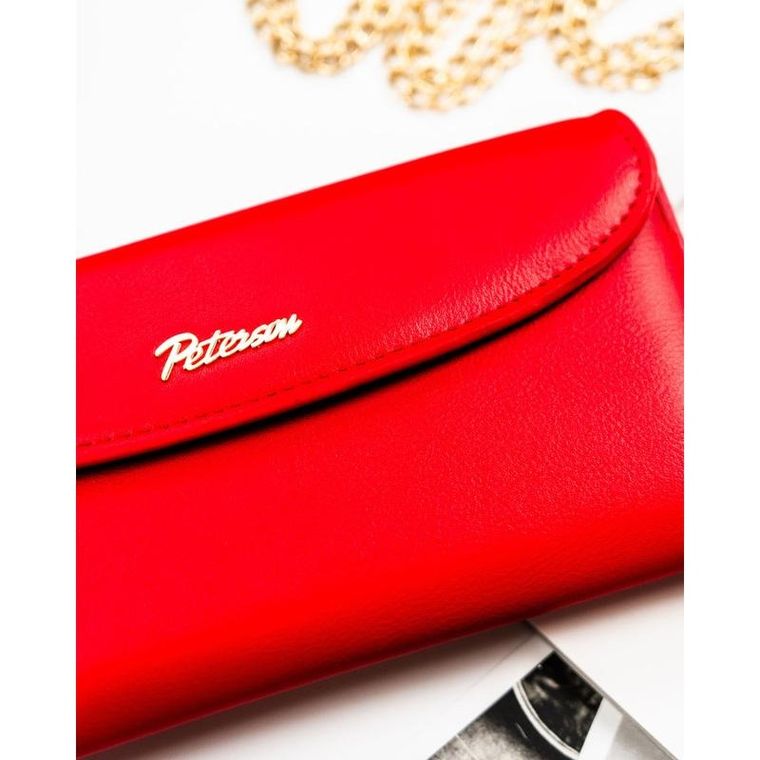 Portfel, czerwony, skóra ekologiczna, Peterson