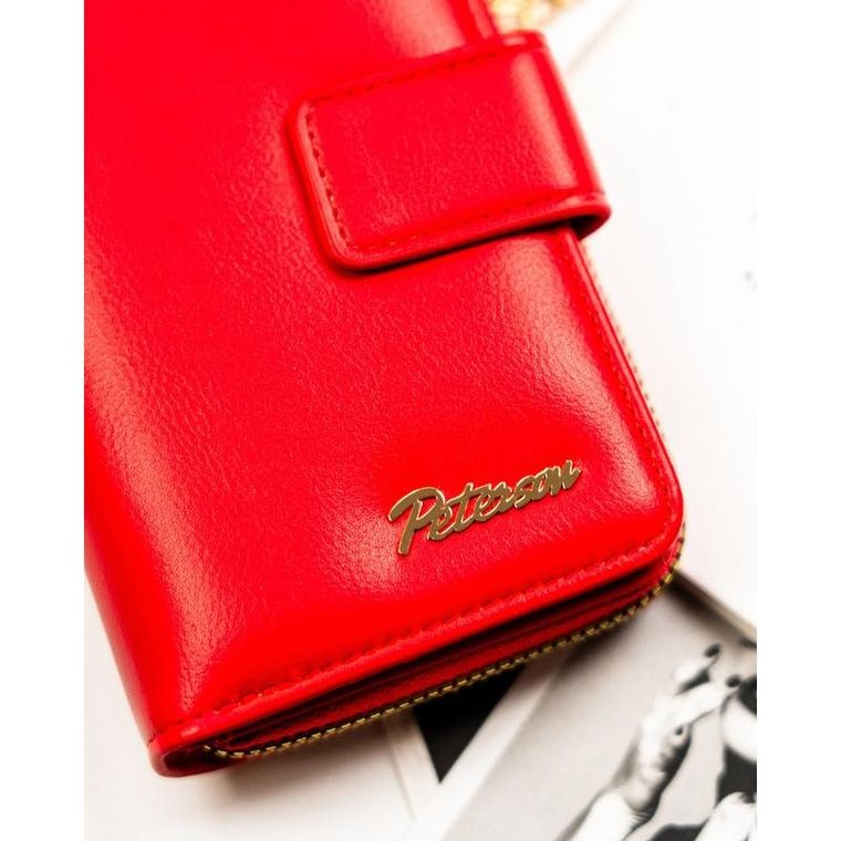 Portfel, czerwony, skóra ekologiczna, Peterson