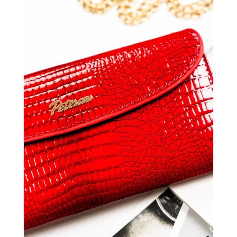 Portfel, czerwony, skóra ekologiczna, Peterson