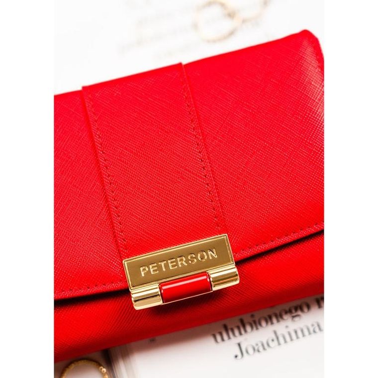 Portfel, czerwony, skóra ekologiczna, Peterson