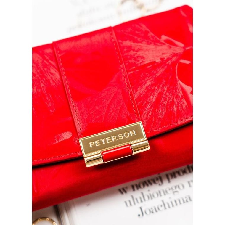 Portfel, czerwony, skóra ekologiczna, Peterson