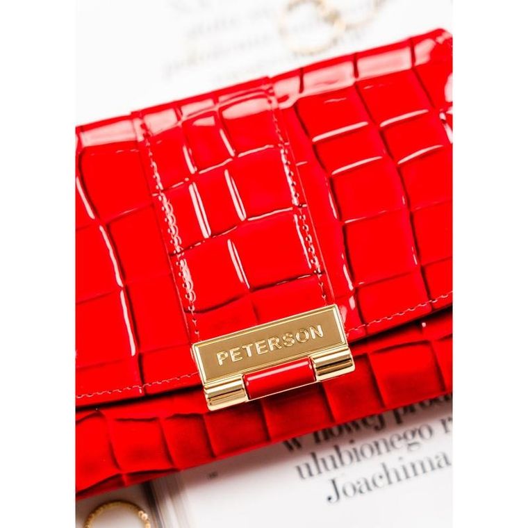 Portfel, czerwony, skóra ekologiczna, Peterson